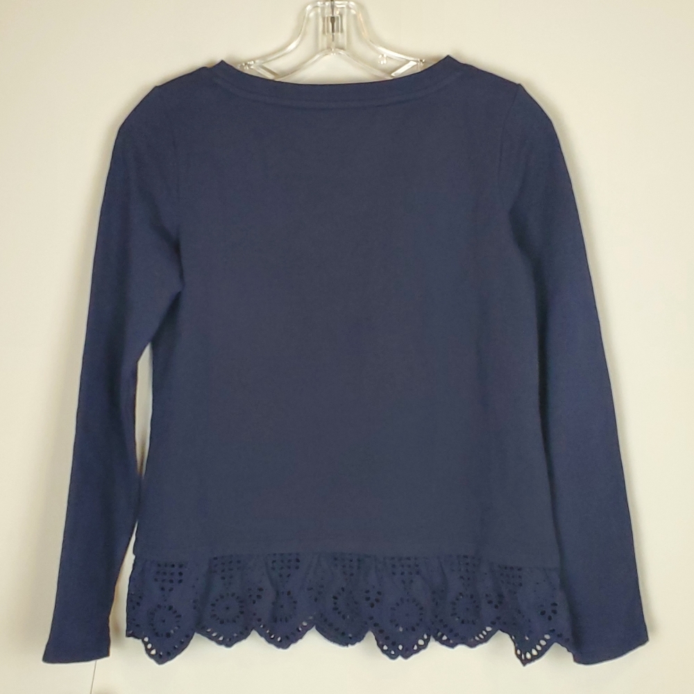 NWT Talbots French Terry Eyelet Hem Top - Picture 2 of 5